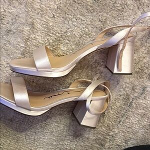 Ivory satin block heel 8